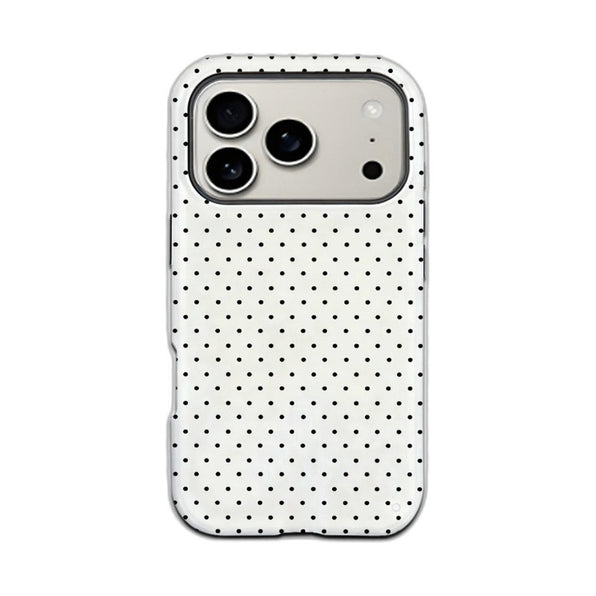 水玉 iPhoneケース ホワイト 韓国風 シンプル メイン(白底)