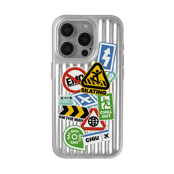 Suitcase Motif Sticker Design Magnetic Smartphone Case