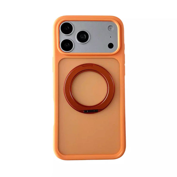 Monochrome Translucent Magnetic Smartphone Case with 360° Rotating Ring Stand (4 Colors)
