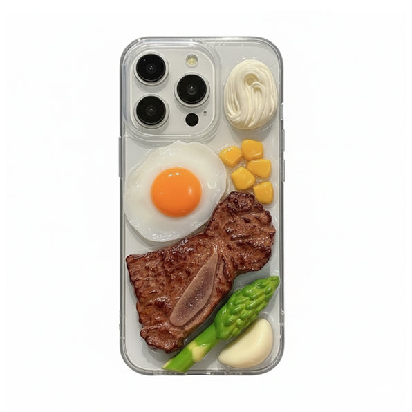 Unique and Stylish 3D Steak Motif Clear Smartphone Case