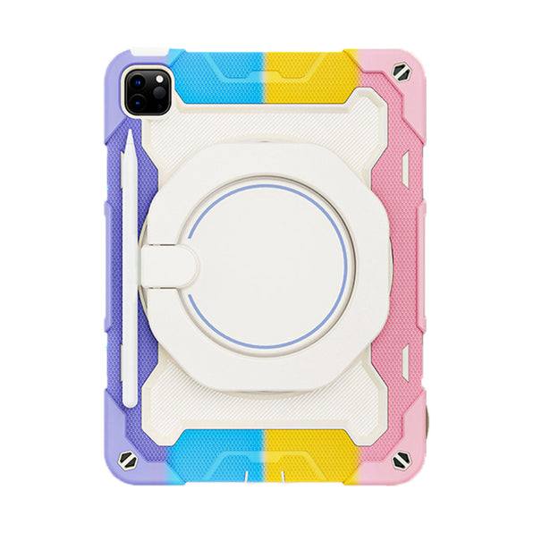 Simple Design, Accent Colors, 360° Rotating Stand & Pen Storage, Shockproof iPad Case