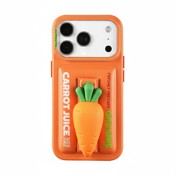 Cute carrot motif stand-integrated cushioned smartphone case