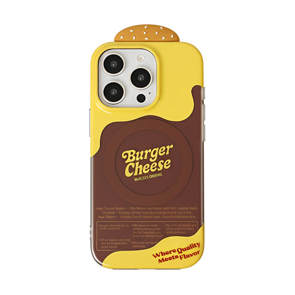 3D Burger Motif Phone Case with Hidden Mirror and Stand (Magnetic)