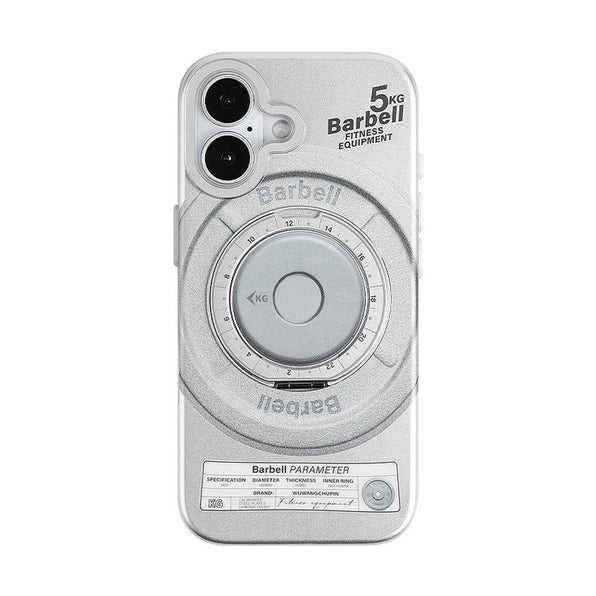 Gym Barbell Motif Matte Ring Stand Integrated Smartphone Case