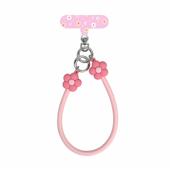 Dimensional Flower Silicone Short Phone Strap, 7 Colors