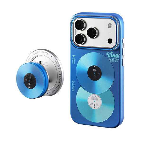 MagSafe Compatible Metallic iPhone Case with Record Design