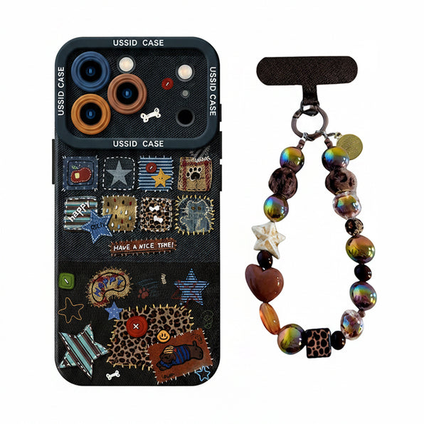 Denim Patch Leopard iPhone Case