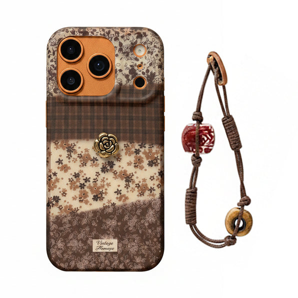 Camellia iPhone Case - Check and Small Flowers