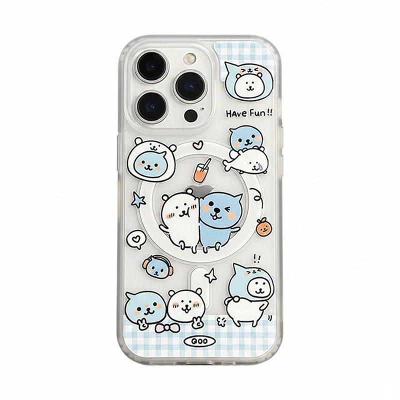 iPhone 18 Pro Max・18 Proを含む全15機種対応 MagSafe対応 iPhone ケース クマ柄キャラクター スタンド未装着 ケース本体 耐衝撃マット質感