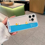 アヒル3羽の流れるリキッドiPhoneケース クリア アクリル 夏 かわいい さわやか