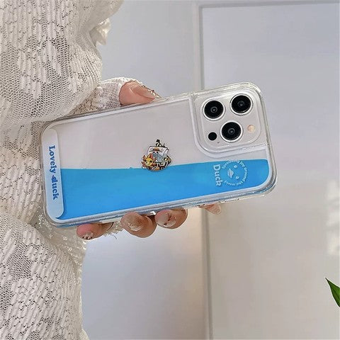 海賊船の流れるリキッドiPhoneケース クリア アクリル 夏 かわいい さわやか