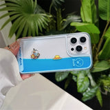 海賊船と麦わら帽子の流れるリキッドiPhoneケース クリア アクリル 夏 かわいい