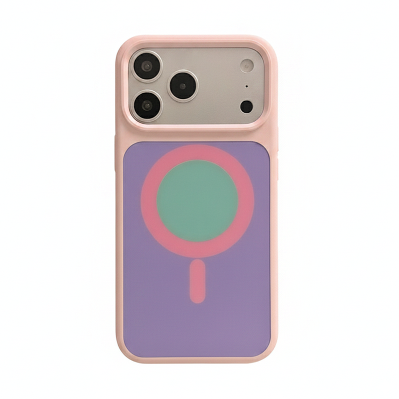 ピンク×パープル バイカラー液状シリコンiPhoneケース MagSafe対応
