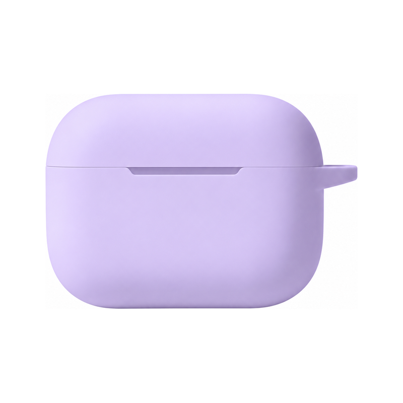 パープル(単品)のAirPodsケース、実物の柄と付属品の参考画像