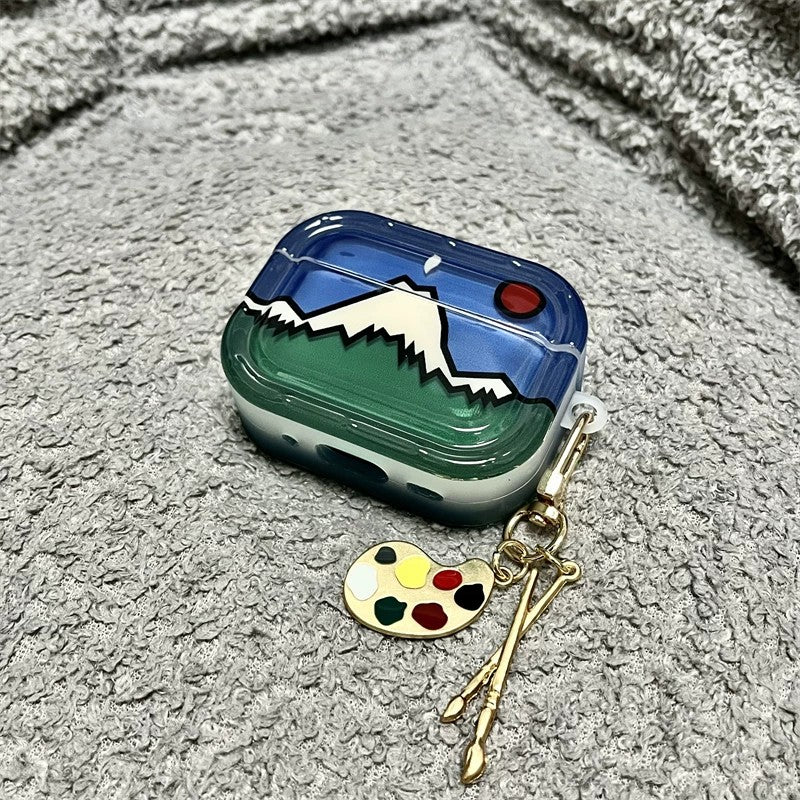AirPods ケース 雪山モチーフ 半透明 パレットチャーム付き 単体アングル Pro第3世代対応