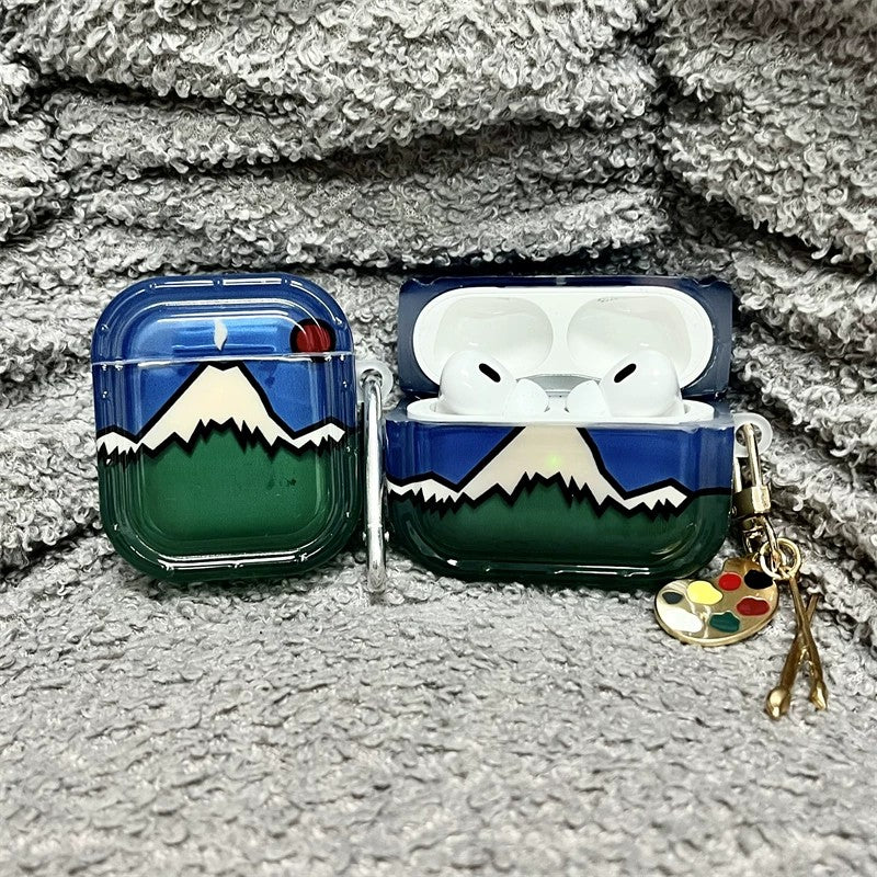 AirPods ケース 雪山モチーフ 半透明 アート柄 ディテール 第4世代対応