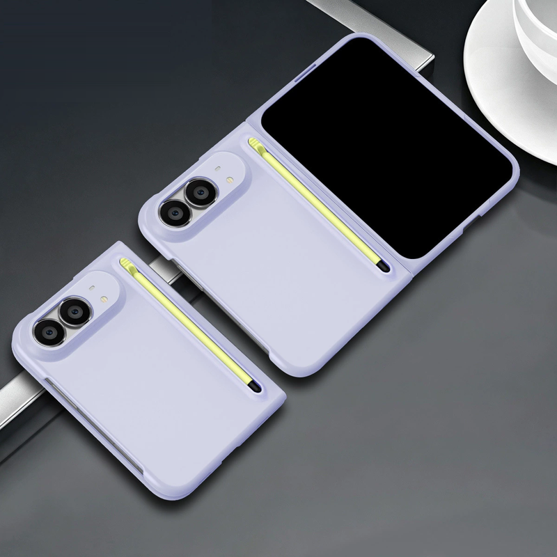 ライトパープル・ケース一体型保護フィルム・ペン付きのiPhone Duoケース