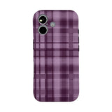 チェック柄 iPhoneケース 韓国 パープル メイン(白底)