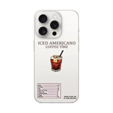 アイスコーヒー柄iPhoneケース クリア レンズ個別穴