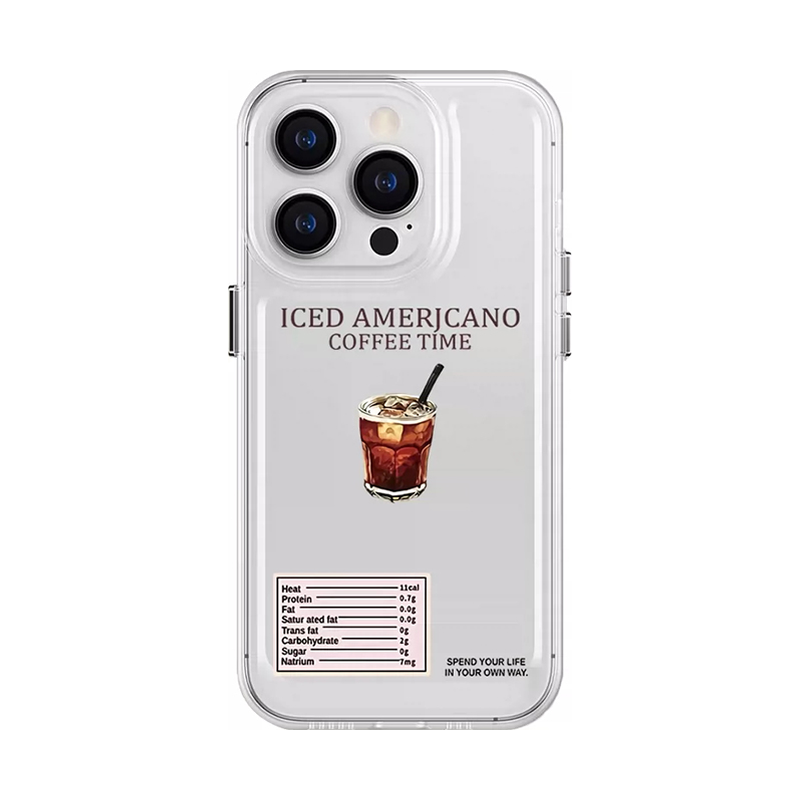 アイスコーヒー柄iPhoneケース クリア アクリル 大開口