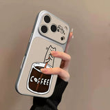 コーヒーねこ柄iPhoneケース デザイン・使用イメージ 2