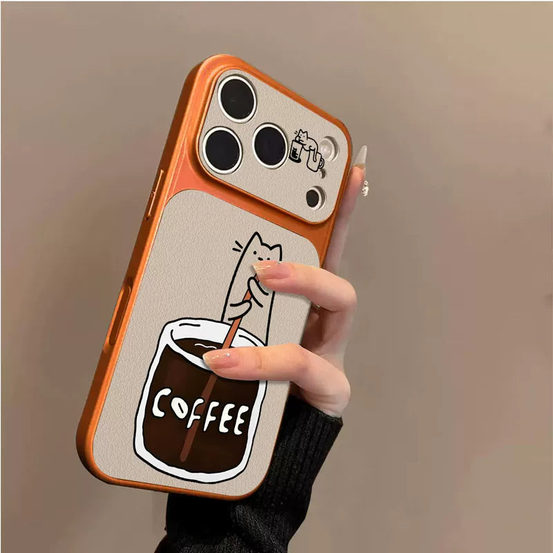 コーヒーねこ柄iPhoneケース デザイン・使用イメージ 4