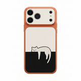 くつろぎねこ柄iPhoneケース オレンジ×ホワイト