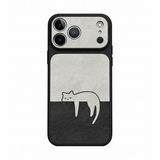 くつろぎねこ柄iPhoneケース ブラック×グレー