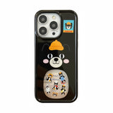 帽子ねこ柄iPhoneケース ブラック(ケース単品)