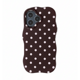 ドット柄ハートiPhoneケース ブラウン×ピンク(ケース単品)