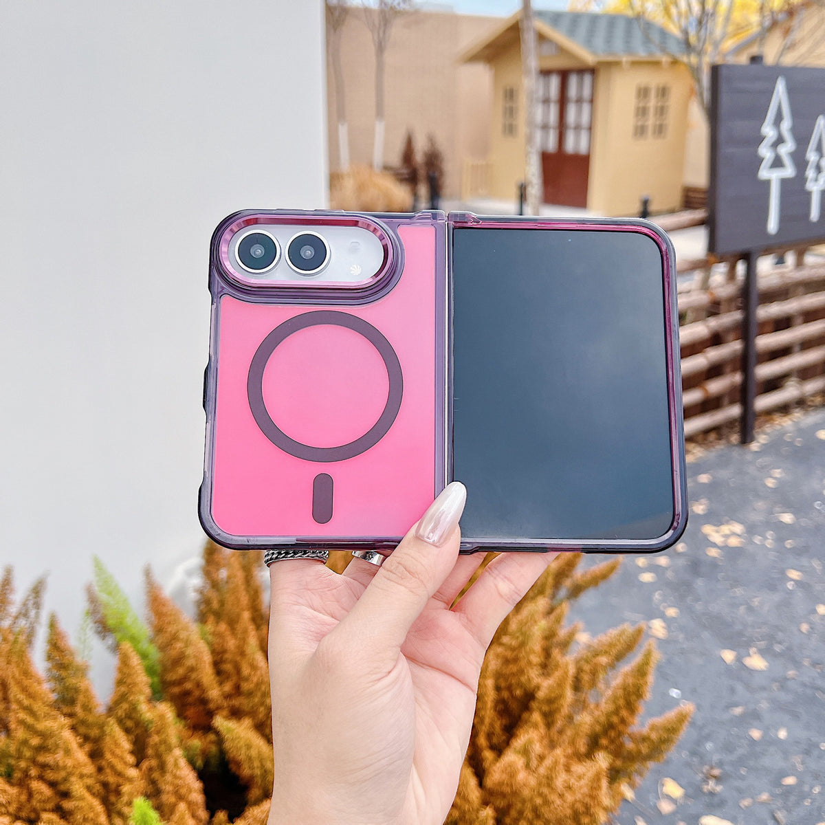 グラデーション 色フレーム 折りたたみiPhoneケース 使用・構造イメージ 15