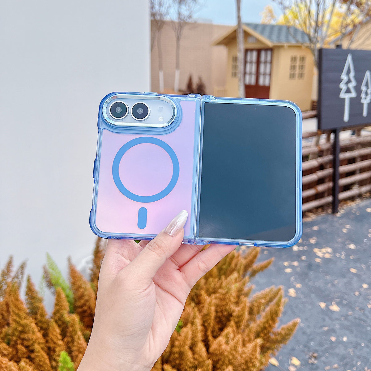 グラデーション 色フレーム 折りたたみiPhoneケース 使用・構造イメージ 27