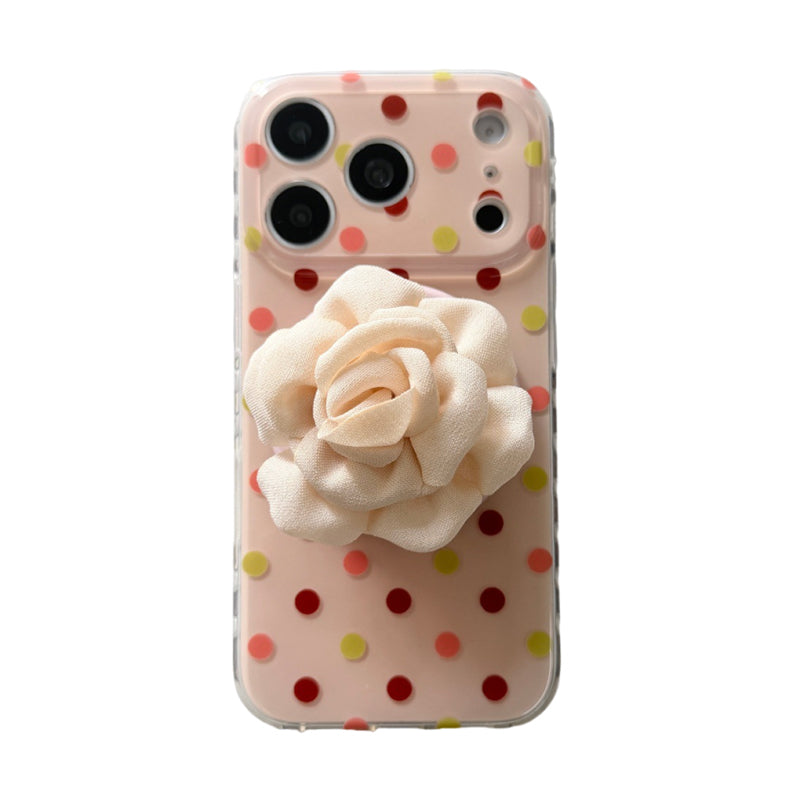 カラフルドット 透明感 マグネット式iPhoneケース クリア×ベージュ(2点セット)