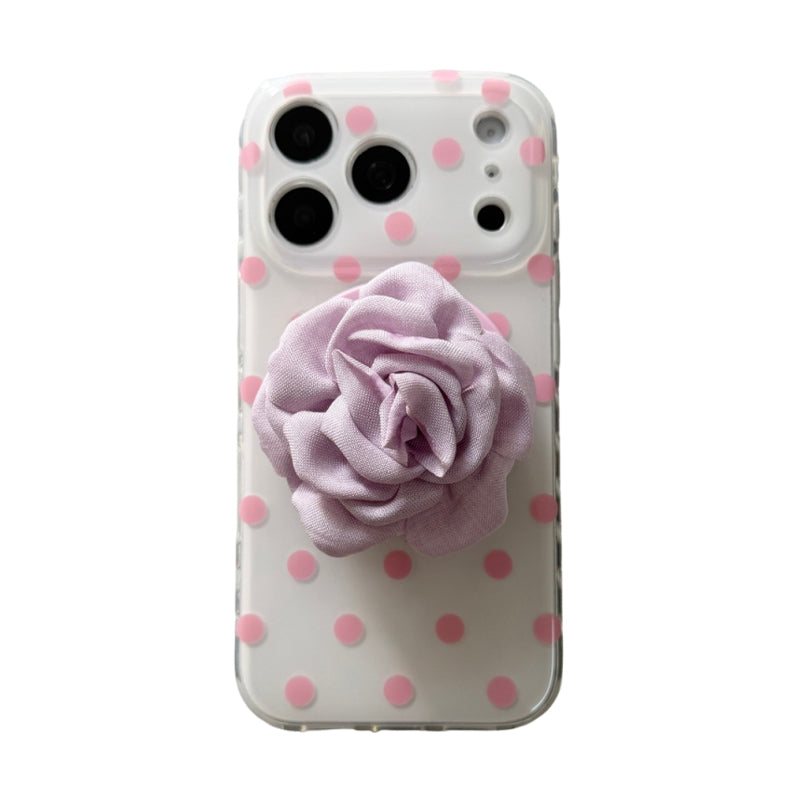 カラフルドット 透明感 マグネット式iPhoneケース クリア×ピンク(2点セット)