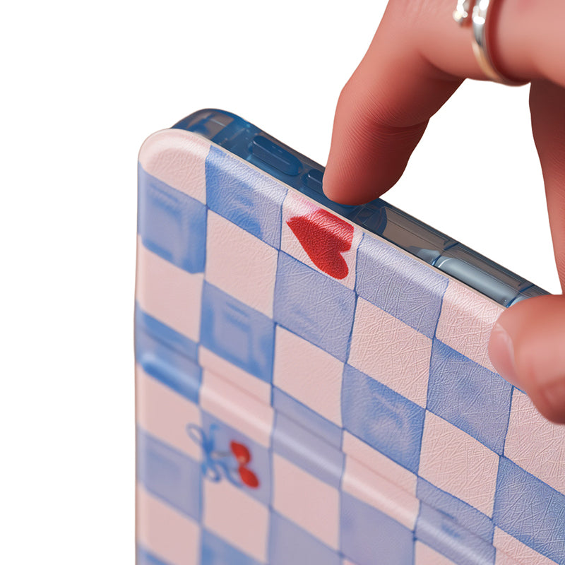ブルーチェック チェリー&ハート iPadケース 使用・構造イメージ 9