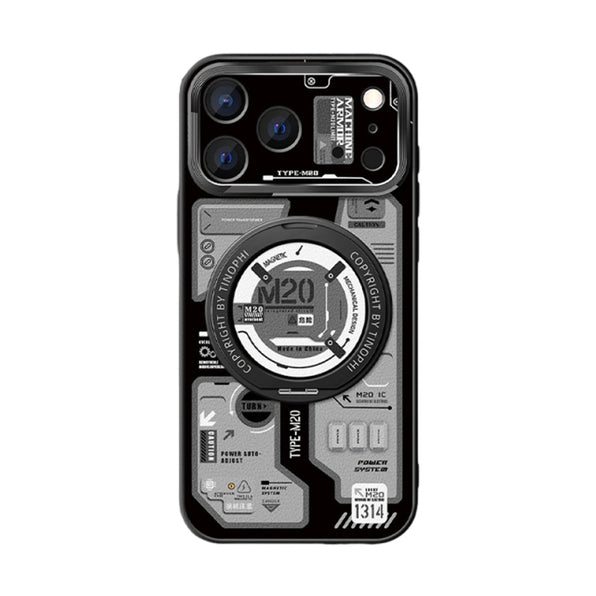 テック柄 回転リング iPhoneケース ブラック