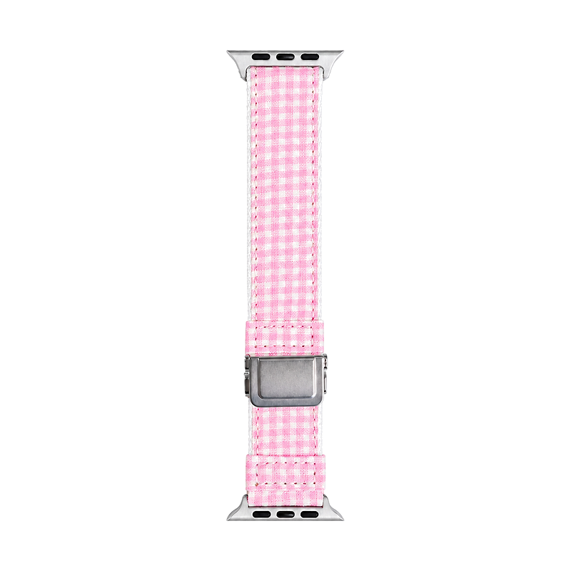 ライトピンク ギンガム 竹繊維混ギンガム Apple Watchバンド