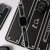 ブラック(ロング) Apple Watch モノクロ線画シリコンバンド SKU