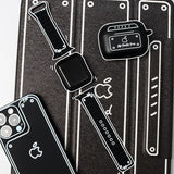 マグネットブラック+ブラックケース Apple Watch モノクロ線画シリコンバンド SKU