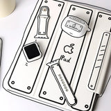 ホワイト(ショート)+ホワイトケース(フィルム付) Apple Watch モノクロ線画シリコンバンド SKU