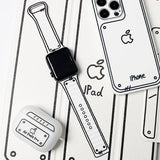 マグネットホワイト Apple Watch モノクロ線画シリコンバンド SKU