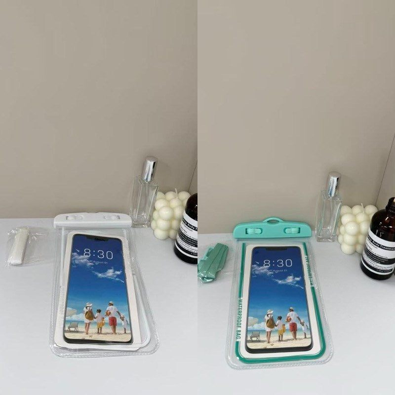 防水スマホポーチ ホワイト×ミント 2個セット 色違い