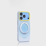 液状シリコン iPhone ケース スカイブルー+回転スタンド