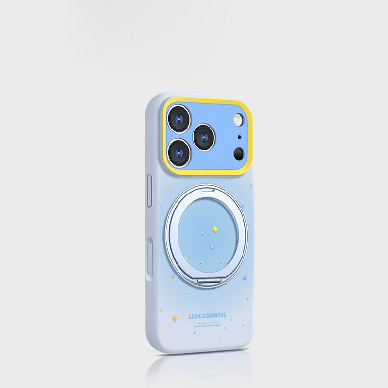 液状シリコン iPhone ケース スカイブルー+回転スタンド