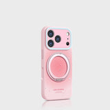 液状シリコン iPhone ケース ベビーピンク+回転スタンド