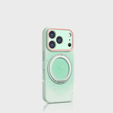 液状シリコン iPhone ケース ペールミント+回転スタンド