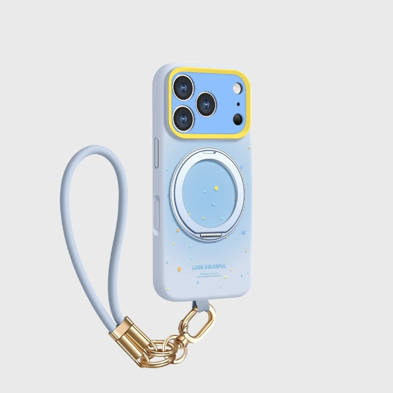 液状シリコン iPhone ケース スカイブルー+ストラップ