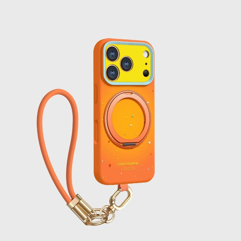 液状シリコン iPhone ケース ビビッドオレンジ+ストラップ