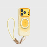 液状シリコン iPhone ケース クリームイエロー+ストラップ
