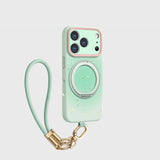 液状シリコン iPhone ケース ペールミント+ストラップ